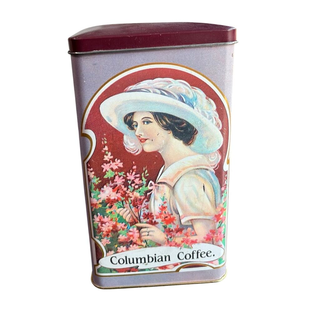 Vintage Decorative Tea - Columbia Coffee- Chic Lady England Art Nouveau 7x4x3"